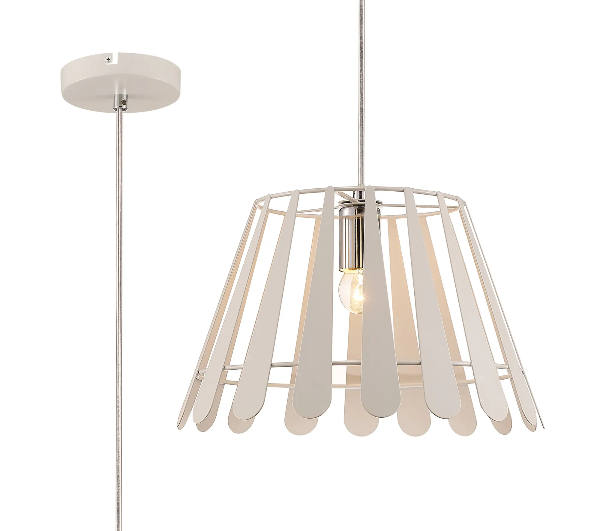 D0153  Somerset Pendant 1 Light Matt White, Polished Chrome